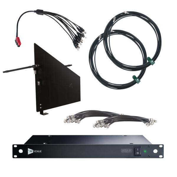 DFINBD9 DISTRO9 & DIVERSITY FIN BLACK WALLMOUNT ANTENNA BUNDLE-INCLUDES DISTRO, BLACK PADDLE & COAX CABLING